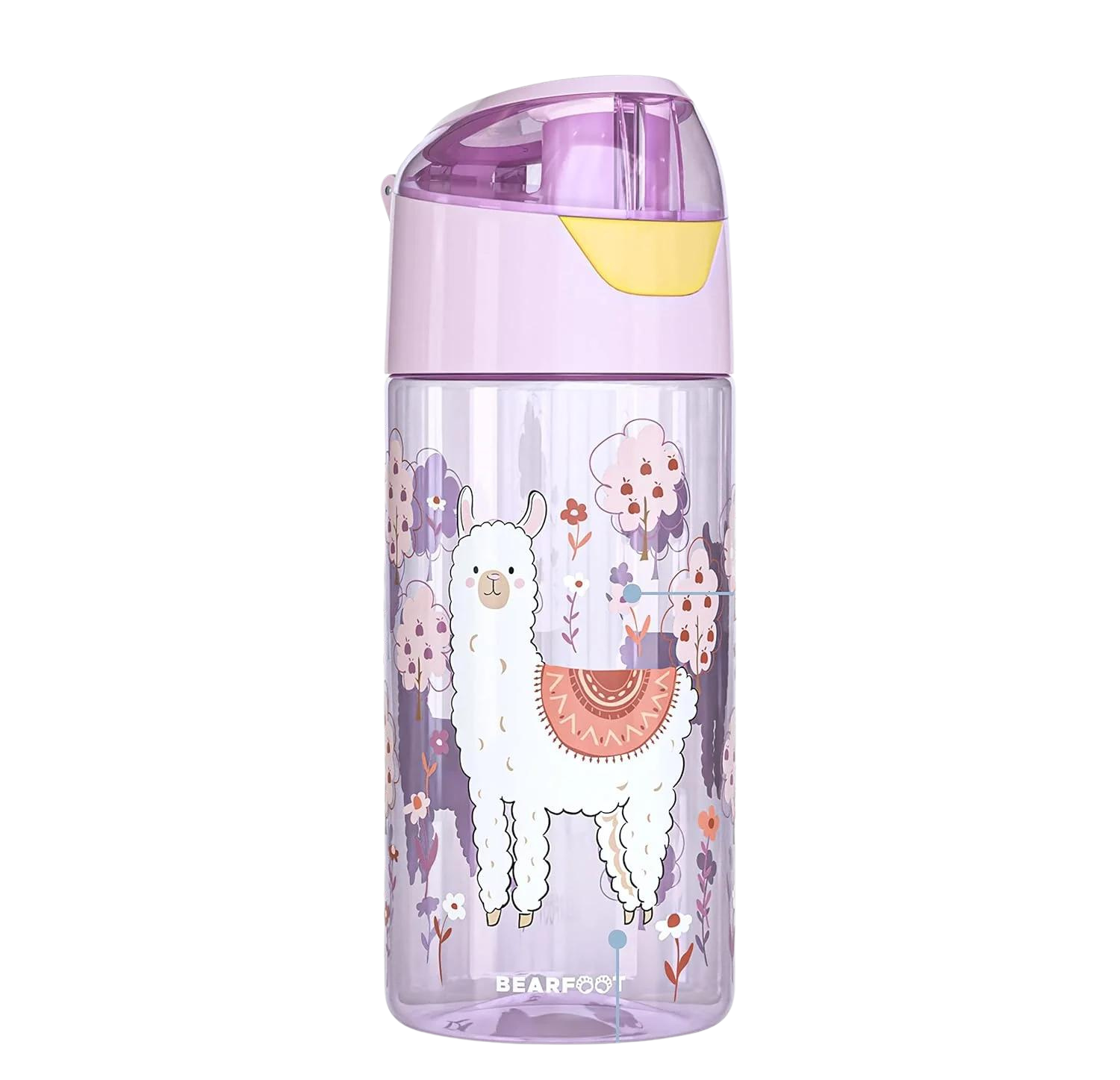 BEARFOOT Children's Drinking Bottle, 450 ml, Lightweight Tritan BPA-Free (Purple - Lama)