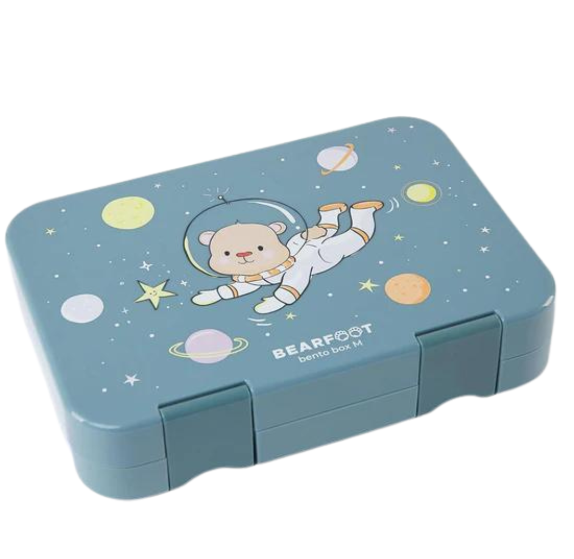 BEARFOOT Children's Bento Lunch Box with Compartments, BPA-Free (Blue - AstroBär)