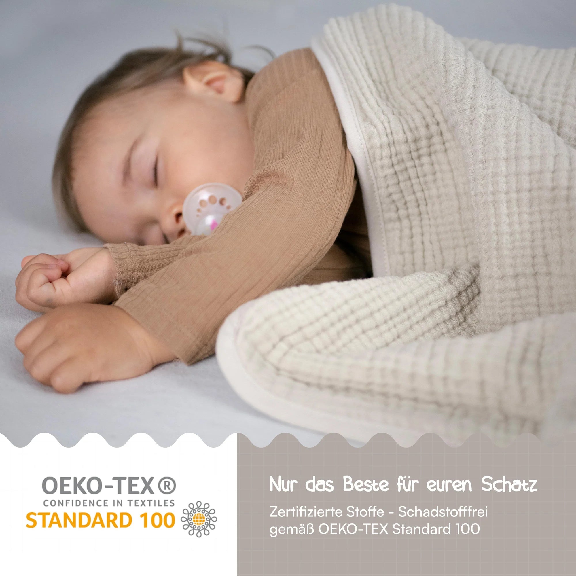 Muslin baby blanket, fluffy and soft fleece - Brown