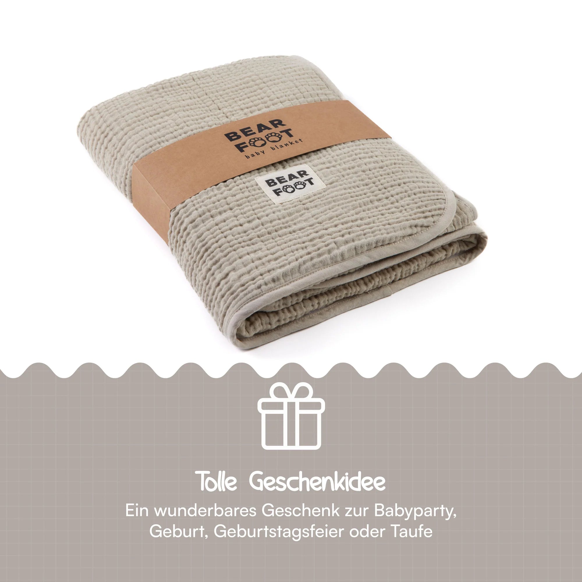 Muslin baby blanket, fluffy and soft fleece - Brown