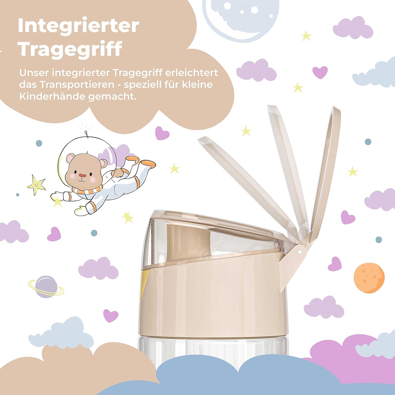 BEARFOOT Children's Water Bottle, 450 ml, Lightweight Tritan BPA-Free (Beige - Police Lions)